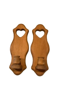 "Juego de 2 apliques de velas cónicas de madera vintage de 12"" con núcleo de cabaña" - Imagen 1 de 7