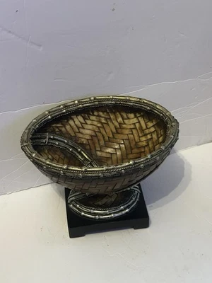 Kingston Vintage Stoneware Campote with Intricate Weave Design 银色 — 第 1/4 张图片