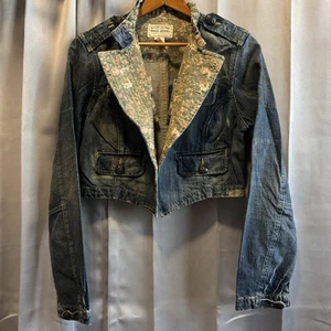Vintage Y2K Polo Ralph Lauren Floral Cropped Military Denim Jacket Rare Medium - Bild 1 von 9