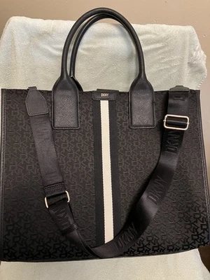 DKNY Carlita Large Book Tote Handbag Black With Black Removable Shoulder Strap - Image 1 of 4