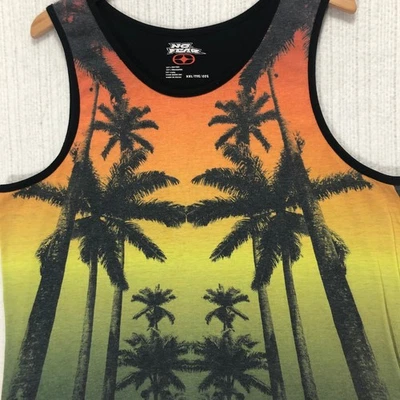 NO FEAR Men's XXL Palm Tree Ombre Sunset Tank Top Black Back - Image 1 of 4