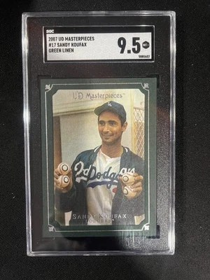 Sandy Koufax 2007 UD Obras Maestras ENMARCADAS LINO VERDE RARO SP SGC 9.5 COMO NUEVO+ Foto 1 de 2