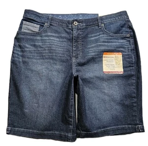 Faded Glory Bermuda Shorts Damen Plus 20W blau Patchwork Stretch Komfortbund - Bild 1 von 14