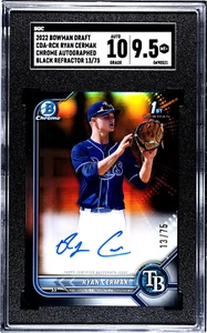 Ryan Cermak 2022 Bowman Cromo 1er Año Negro Refractor Autógrafo 13/75 SGC 9.5 - Imagen 1 de 2