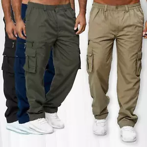Work Pantsnew Men's Casual Multi Pocket Workwear Pants, Outdoor Loose Straight - Picture 1 of 28