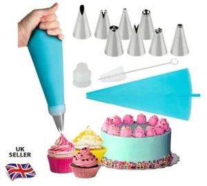 16 pcs Silicone Piping Bags Stainless Steel Nozzles Set with Coupler Cupcakes💹 - Picture 1 of 7