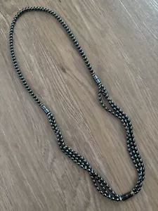 VTG GENUINE Hematite Layered Strand Long Beaded Multistrand Necklace Handmade - Picture 1 of 3
