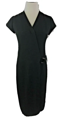 Vestido Lafayette 148 Negro Imitación Envolvente Carrera Cuello en V Talla 2  Foto 1 de 4