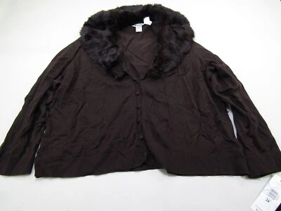 Cárdigan suéter para mujer Nygard 3XL cuello de piel de conejo chocolate ropa de oficina Foto 1 de 4