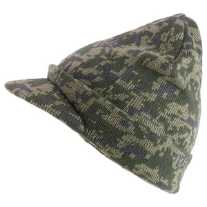 Digital Camo Knit Beanie Hat with Visor - FREE SHIPPING - Picture 1 of 7