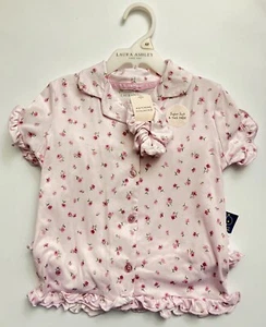 Laura Ashley 2-piece Girl’s Pajamas + Hair scrunchie (Flower pattern) sz 4T, New - Picture 1 of 5