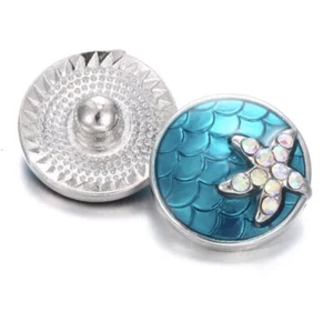 Starfish, Mermaid Pattern Snap Jewelry Charm - 20mm Interchangeable w/ Ginger - Picture 1 of 2