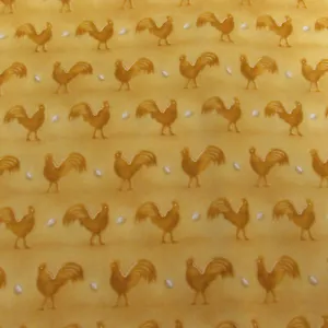 Marcus Brothers Chicken Hen Eggs Mustard Yellow on Yellow Cotton Fabric BTY - Picture 1 of 5