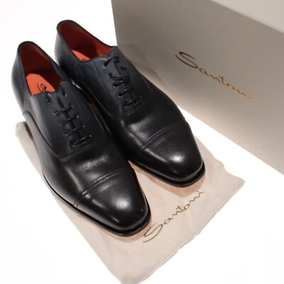 Sapatos sociais Santoni novo com etiquetas Dogsbody Derby tamanho 7 EUA 8 em couro azul - Imagem 1 de 4