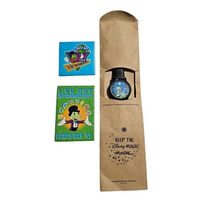 Disney Cast Member Pin 1996 1997 Watch Jiminy Cricket Environmentality Earth Day - Image 1 of 4