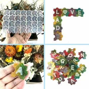 Silicone Puzzle Letters Jewelry Earring Resin Casting Mold Pendant Epoxy Mould - Picture 1 of 8