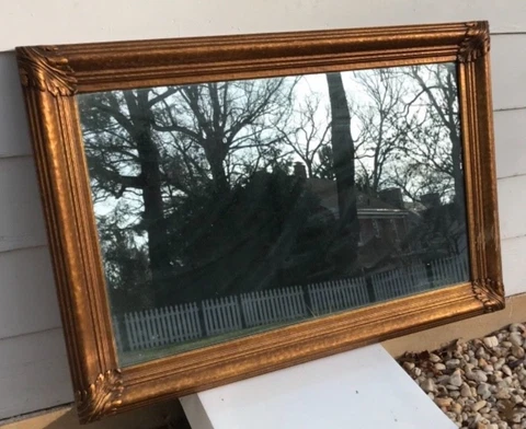 Antique 19th Century Art Nouveau Gesso Gold Leaf Hanging Wall Mirror 47” X 32” Cover