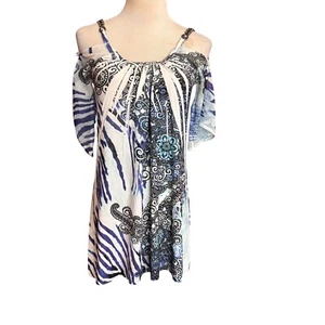 Don't Miss Out Blouse Womens Size SMALL Cold Shoulder Rhinestones Top NEW - Picture 1 of 6