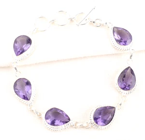 Iolith Quarz Edelstein 925 Sterlingsilber Handarbeit Schmuck Armband 8 Zoll - Bild 1 von 6