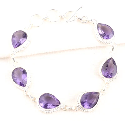 Iolith Quarz Edelstein 925 Sterlingsilber Handarbeit Schmuck Armband 8 Zoll - Bild 1 von 4