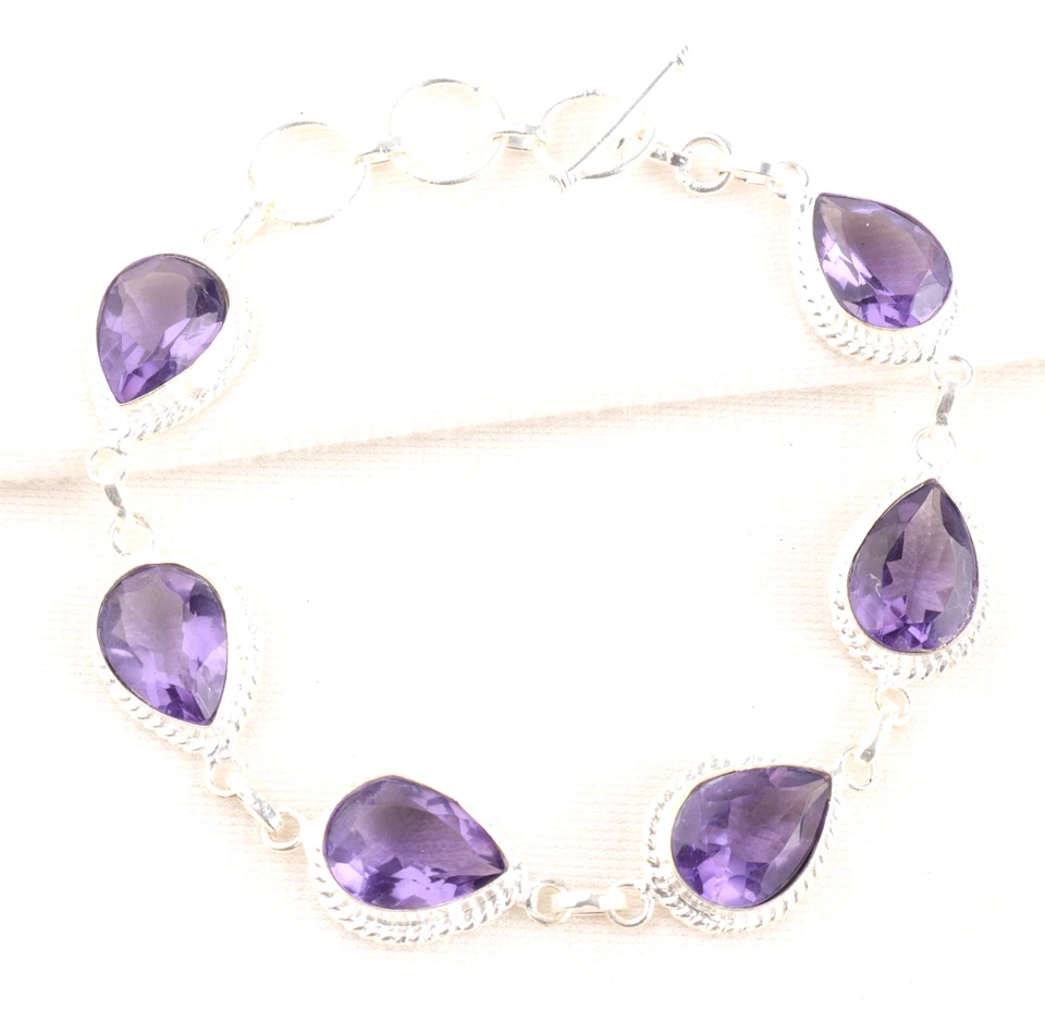 Iolith Quarz Edelstein 925 Sterlingsilber Handarbeit Schmuck Armband 8 Zoll - Bild 1 von 4