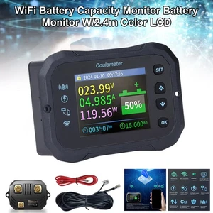 10-100V WiFi Battery Capacity Monitor Battery Monitor W/2.4in Color LCD 0-50A - Picture 1 of 23