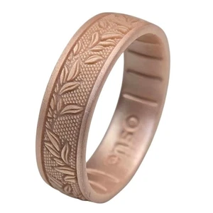 Enso Ringe geätzter Signatur Silikonring - Lorbeer Roségold - Größe 10 - Bild 1 von 7