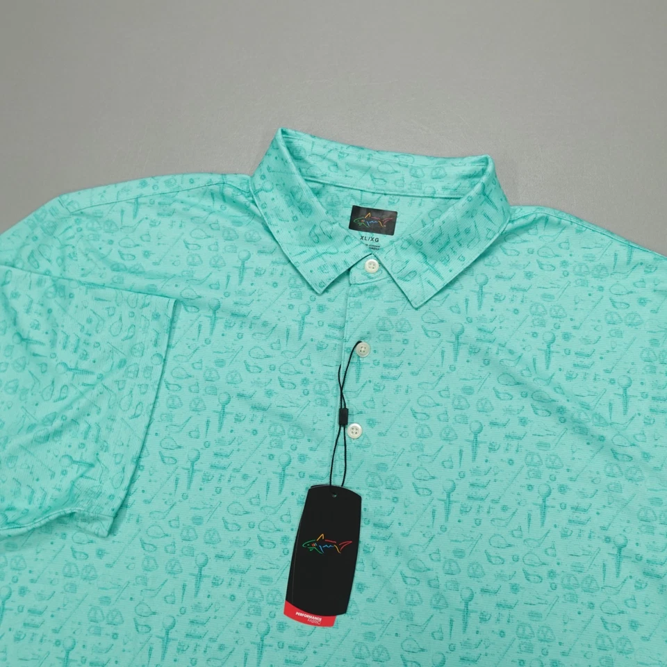 Camisa polo de golf Greg Norman para hombre verde azulado Play Dry rendimiento absorbente elástica Foto 1 de 4