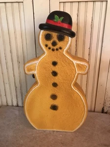 Vintage Christmas Blow Mold Gingerbread Snowman Lighted Union New Old Stock - Picture 1 of 9