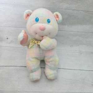 Vintage Playskool Snuzzles Thumb Sucking Bear Pastel Plaid Baby Blankies 1987 - Picture 1 of 5