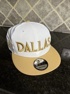 NEW NBA Dallas Mavericks New Era White Gold 9fifty City Edition SnapBack Hat Cap - Picture 1 of 7