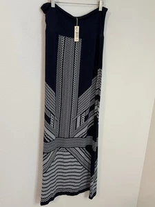 Max Studio Women’s Skirt Navy Blue White Column Knit Stretch M New Boho Maxi - Picture 1 of 8