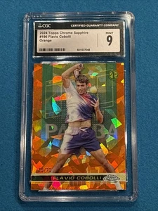 2024 TOPPS CHROME SAPPHIRE ORANGE /25 REFRACTOR FLAVIO COBOLLI ROOKIE CGC 9! π₯ - Picture 1 of 3