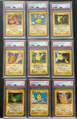 PSA 10, 9, 8 Pokemon Card Pikachu World Collection 2000  Set of 9 Japanese - Image 1 of 4