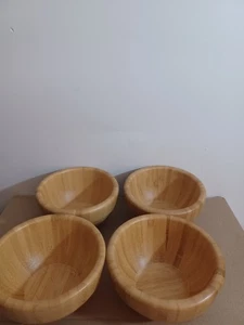 The Pampered Chef Set Of Four Wooden Bowls New Without Box Lightweight - Picture 1 of 10