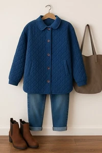 S.G. Sport Collection Quilted Jacket Blue Button Front Coat Women’s 2X VTG Style - Picture 1 of 10