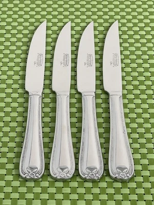 Temp-Tations OLD WORLD BEAD Stainless 4 Steak Knives Round Tip - 9 1/2" - Image 1 of 4