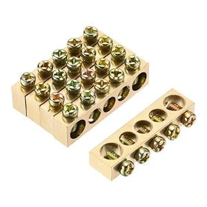 Terminal Tierra Barra Tornillo Bloque Barrera Latón 5 Posiciones 43x7x11mm 5pzs - Imagen 1 de 5
