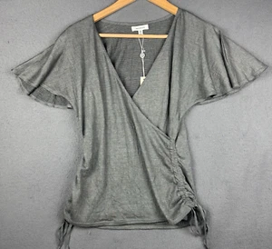 Top para mujer Max Studio lateral ceñido sobrepelliz cuello imitación envoltura verde militar talla M nuevo con etiquetas - Imagen 1 de 13