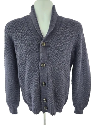 Suéter Drumohr 100% Lana Merino Grueso Grueso Tejido con Cable Azul 48 S Italia $695 Foto 1 de 4