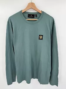 T-shirt girocollo Belstaff uomo 2XL 100% cotone manica lunga tinta unita verde - Foto 1 di 8