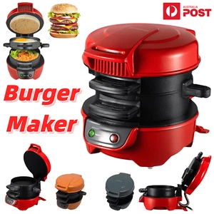 Electric Hamburger Maker Non-Stick Sandwich Toastie Breakfast Machine Kitchen AU - Picture 1 of 26