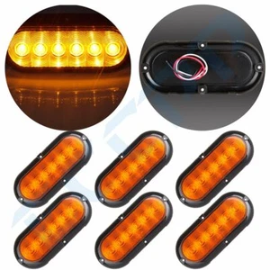 3Pairs Surface Mount Oval 6 LED Stop Turn Signal Tail Brake Marker Lights Amber - Picture 1 of 9