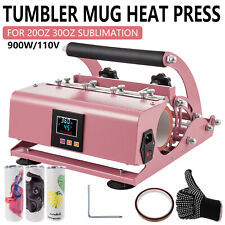 30 OZ Tumbler Heat Press Machine Mug Cup Sublimation Printing Transfer Pink