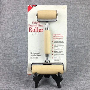 Norpro Deluxe Wood Pastry & Pizza Roller 9 Inches Combo 2-in-1 Kitchen Gadget - Picture 1 of 5