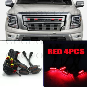 For Nissan Titan 2014-2021 Grille LED Red Light Raptor Style Grill Cover 4pcs - Picture 1 of 7