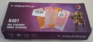 Y-FRUITFUL K401 Wired Keyboard 61 Keys RGB Lights Type-c USB Backlit J269 - Picture 1 of 5