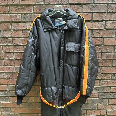 SafTBak Chiller Killer Insulated Coveralls Sz L Black Orange Stripe Vintage USA - Image 1 of 4