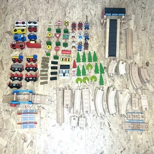 Brio/KidKraft Adventure Town Wooden Rainway With Accessories Lot of 105 Pieces - Picture 1 of 7