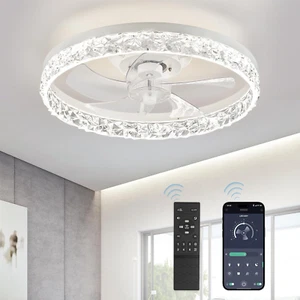 20" Modern Ceiling Fans with Lights and Remote, Dimmable Low Profile Ceiling Fan - Picture 1 of 12